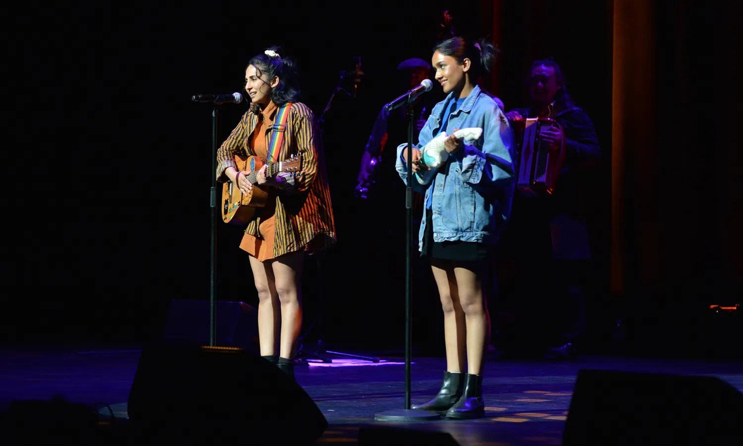 Leela Varghese and Shabana Azeez perform as The Coconuts during Adelaide Fringe