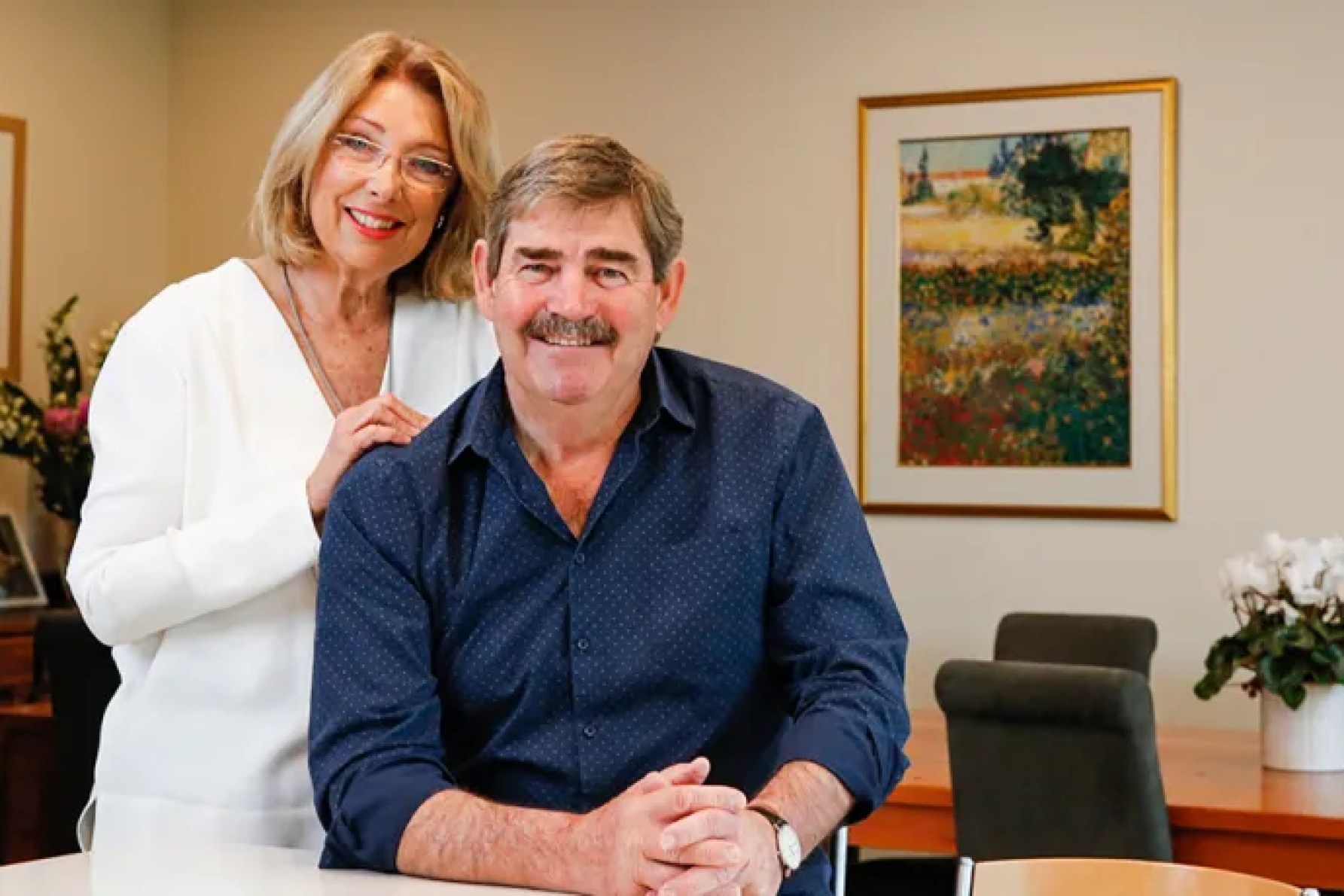 Les and Jane Burdett at their West Beach home. Photograph: Ben Kelly.