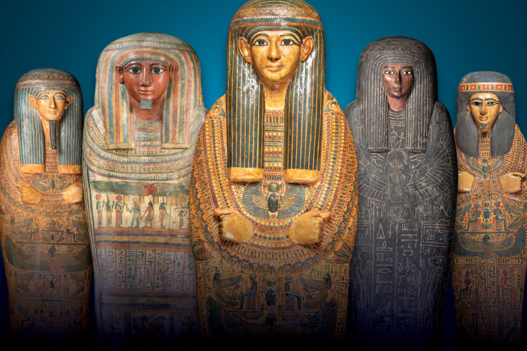 Ancient Egyptian coffins or sarcophagi are among the amazing array of objects now on display at the Queensland Museum.