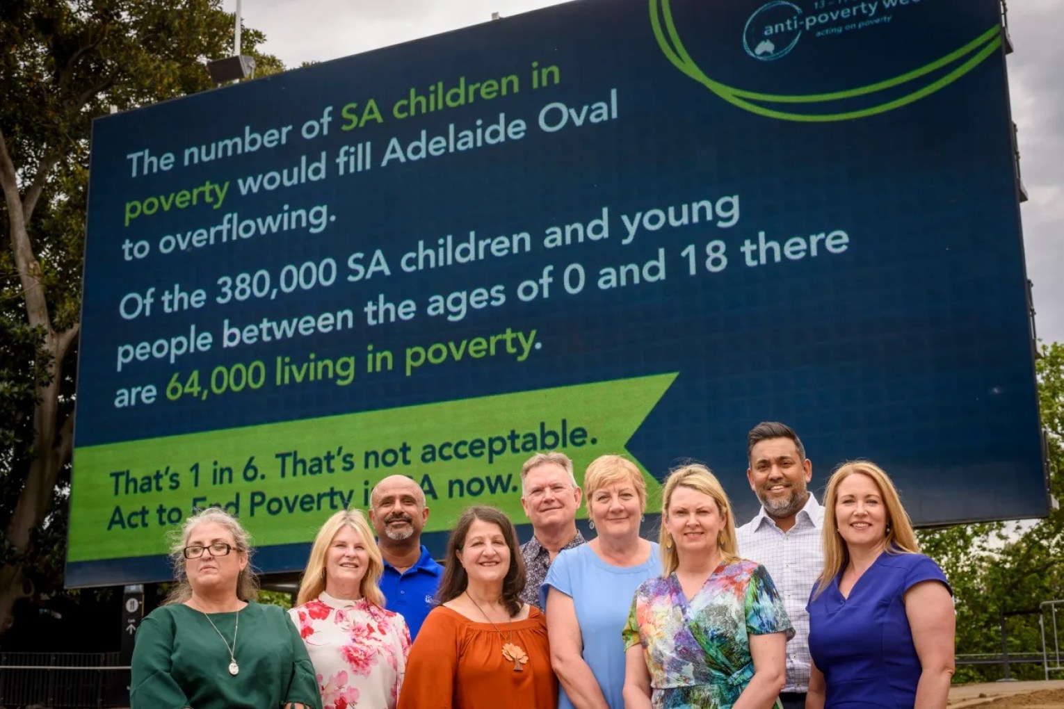 Community service leaders at a press conference at Adelaide Oval on Thursday. Photo: Simon Casson/supplied