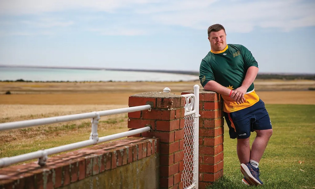 Hugo Taheny, photographed on the family farm at Point Turton, is an inspiration and mentor to young athletes in his community.