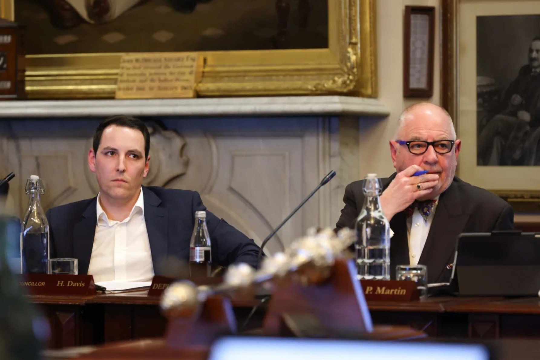 Councillor Henry Davis (left) says he will sue councillor Phillip Martin (right) and councillor Janet Giles for defamation over comments made at a July meeting. Photo: Tony Lewis/InDaily