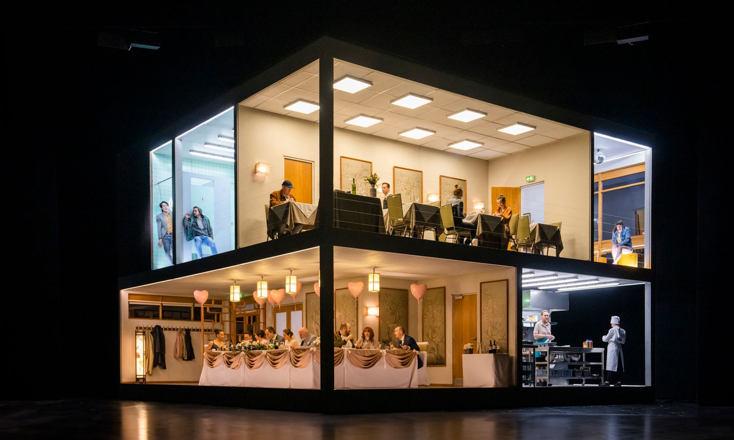 The 2025 Adelaide Festival centrepiece opera 'Innocence" unfolds in a multi-level rotating set. Photo: Tristram Kenton / supplied