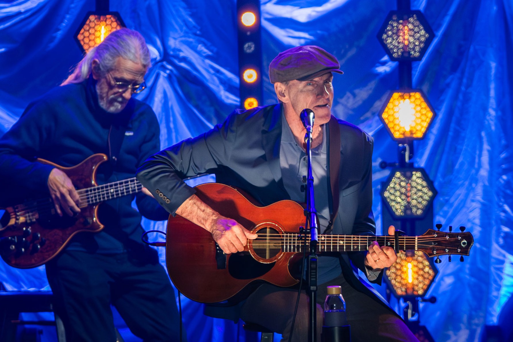 James Taylor, pictured here during the Perth concert on his current national tour, has a relaxed and engaging presence on stage. Photo: Duncan Barnes Photography / supplied