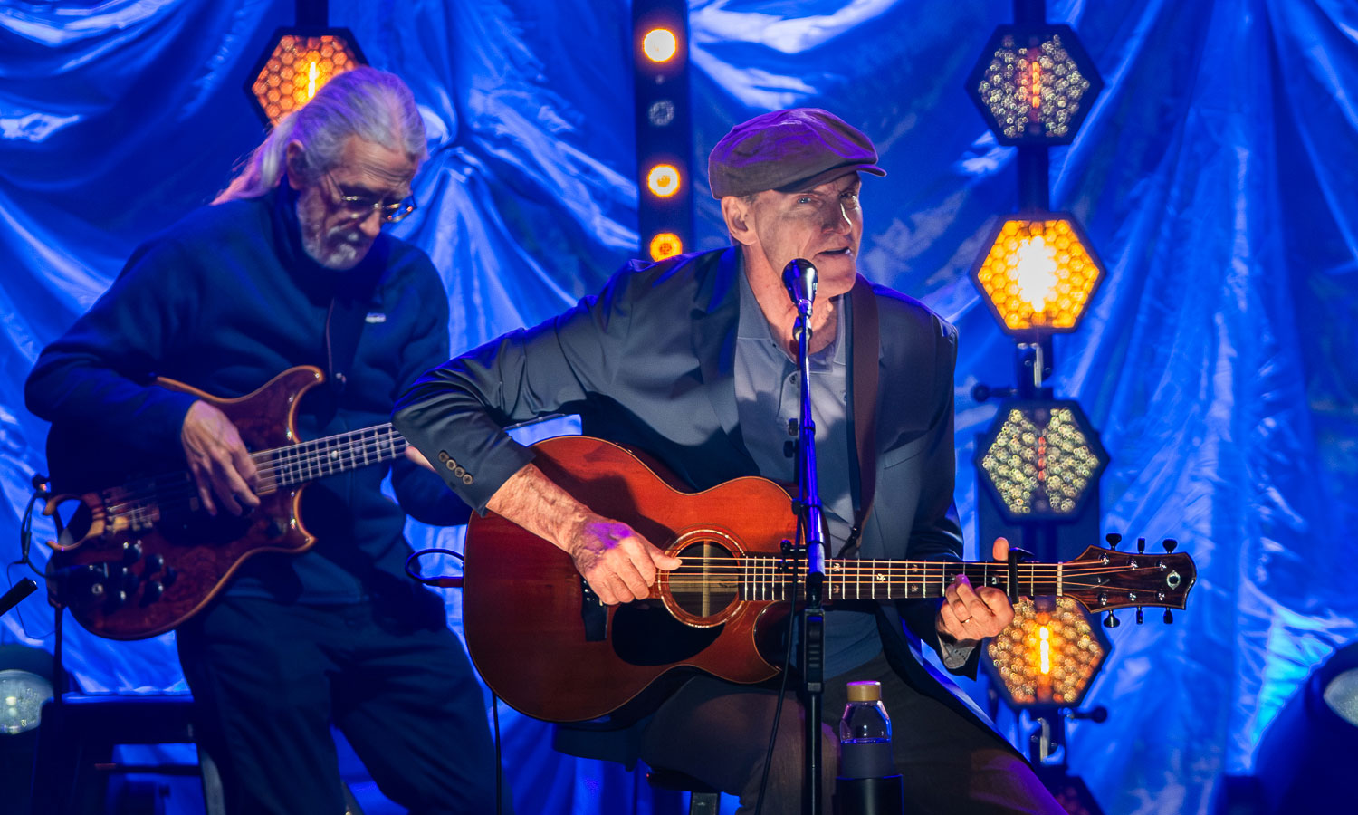James Taylor, pictured here during the Perth concert on his current national tour, has a relaxed and engaging presence on stage. Photo: Duncan Barnes Photography / supplied