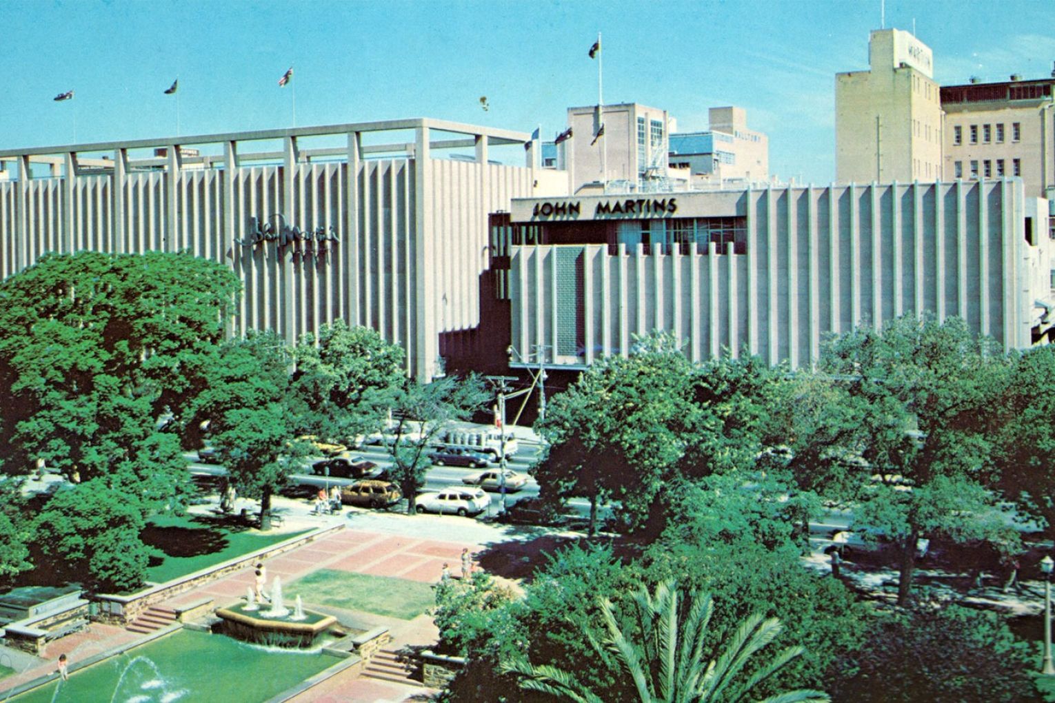 The John Martin's carpark and store overlooking the SA Museum and State Library on North Terrace. Photo: John Martin & Co Limited / Venture Stores Ltd 1979 annual report