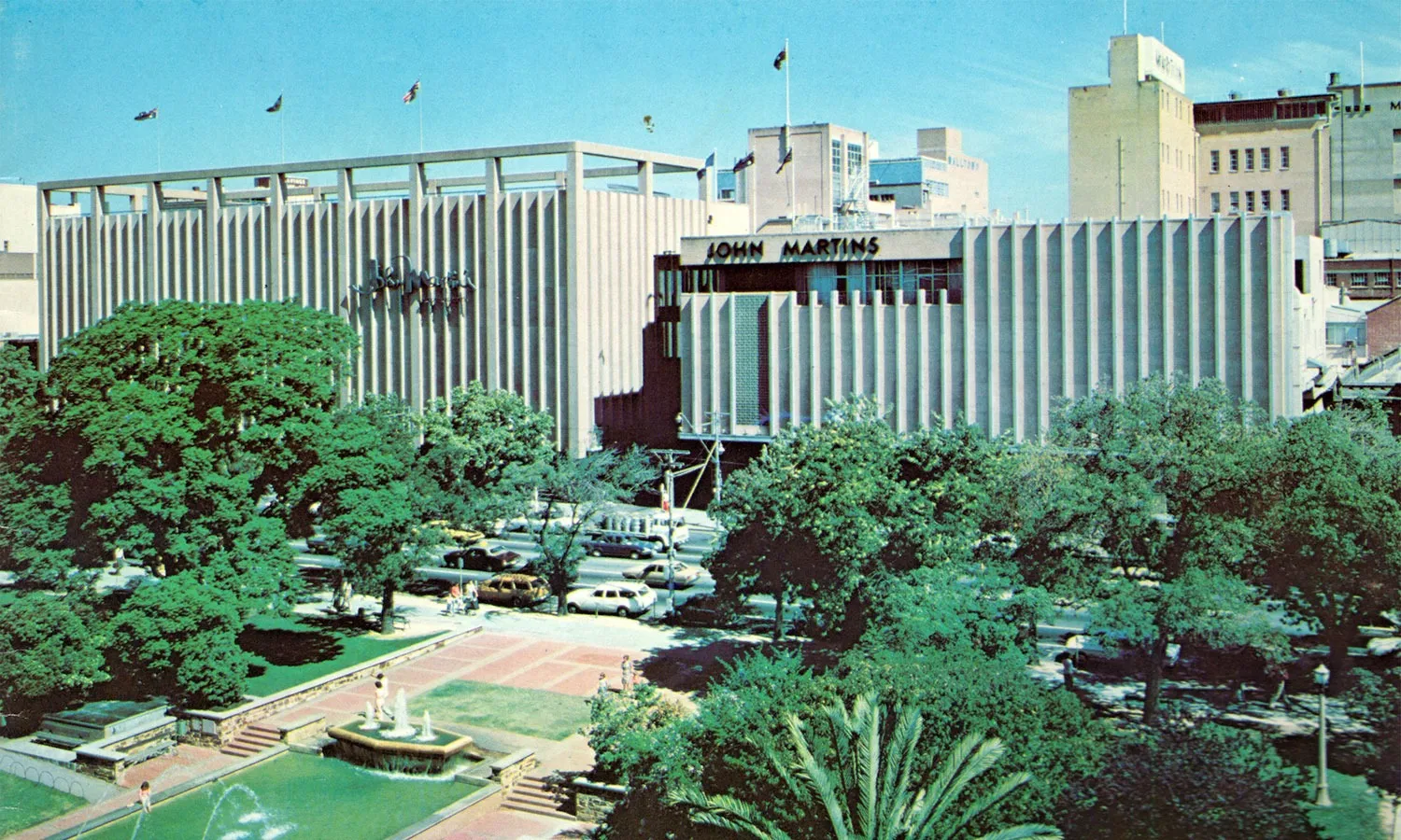 The John Martin's carpark and store overlooking the SA Museum and State Library on North Terrace. Photo: John Martin & Co Limited / Venture Stores Ltd 1979 annual report