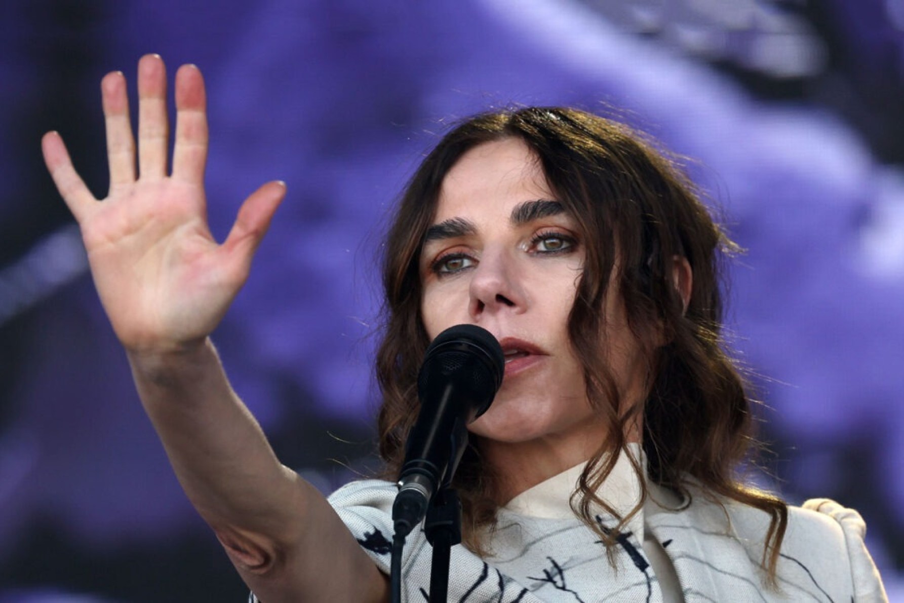 PJ Harvey performs at the Glastonbury Festival in Britain this year. Photo: Andy Rain / EPA