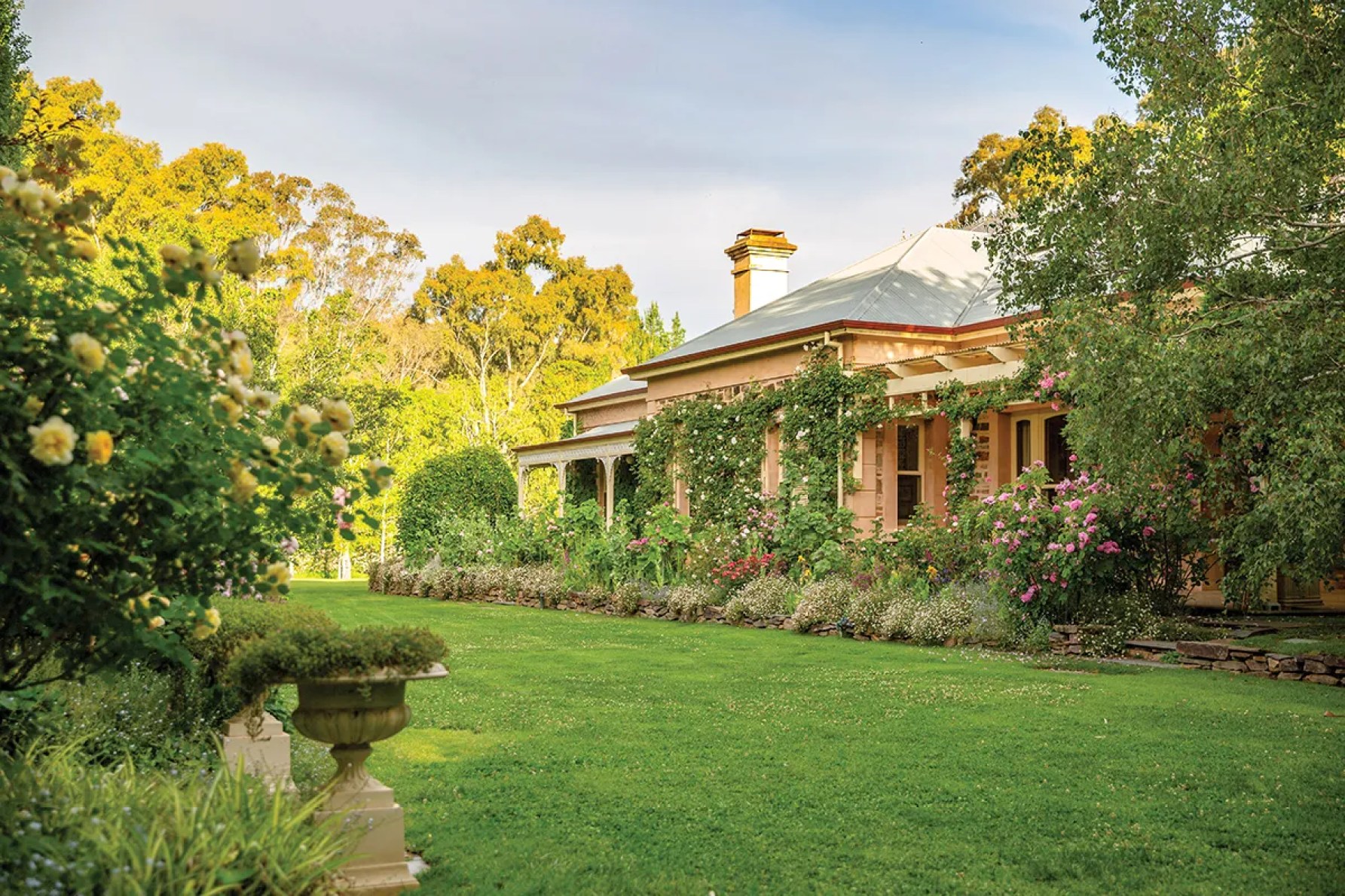 Previously located at Eastwood, Walter and Kay Duncan had Walter's bluestone family home demolished and relocated to Sevenhill.