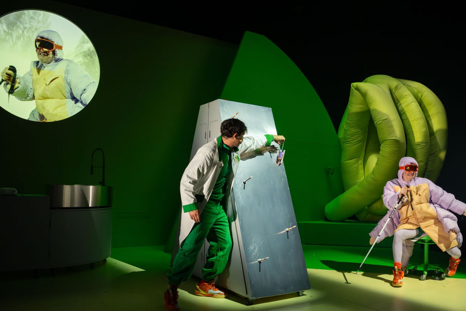 The creative set and projections help engage young audiences in the tale of Windmill Theatre Company's 'Moss Piglet'. Photo: Morgan Sette / supplied