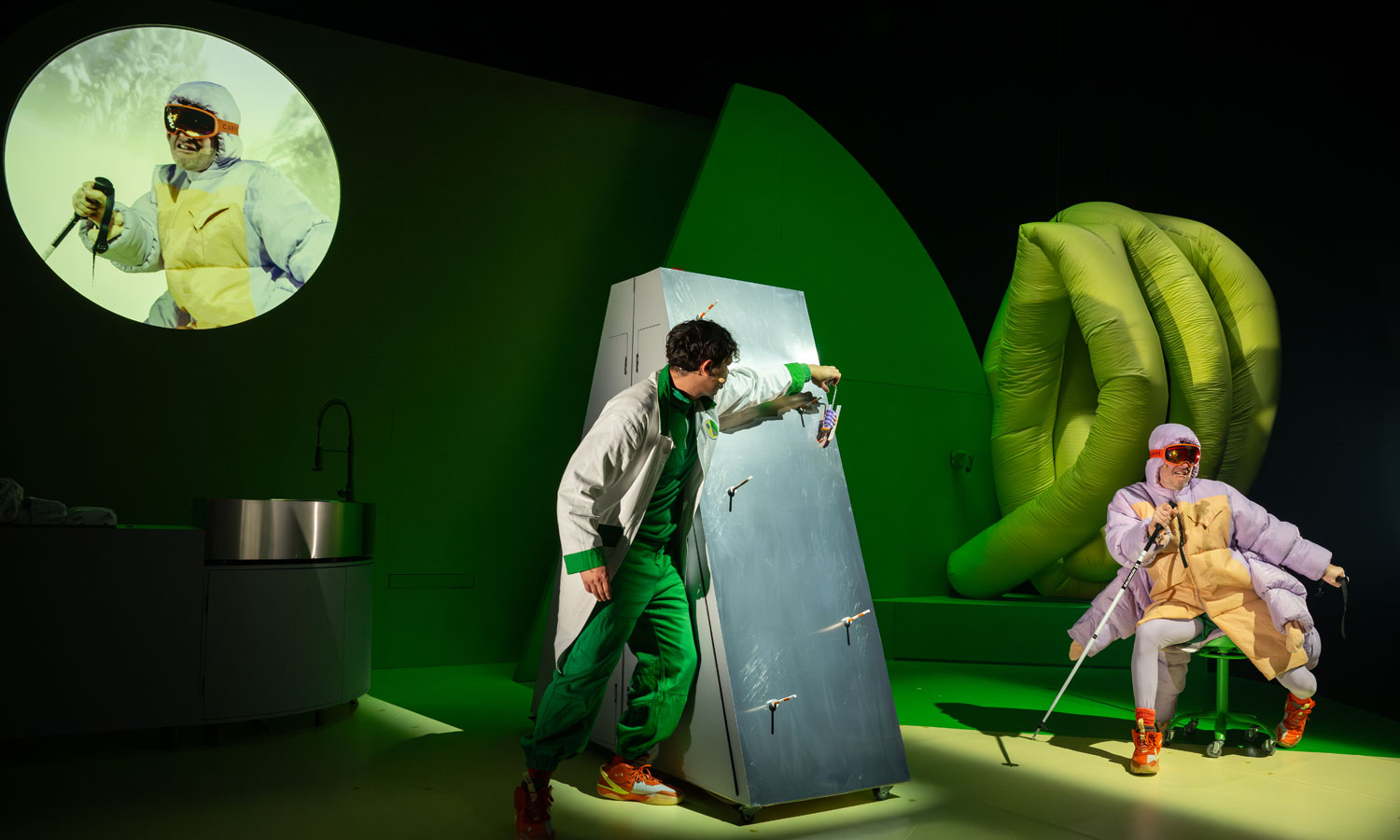 The creative set and projections help engage young audiences in the tale of Windmill Theatre Company's 'Moss Piglet'. Photo: Morgan Sette / supplied