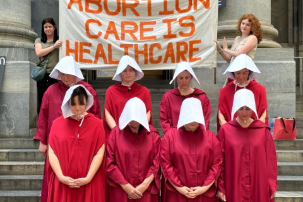 Protesters outside state parliament during debate on an abortion amendment bill. Photo: AAP