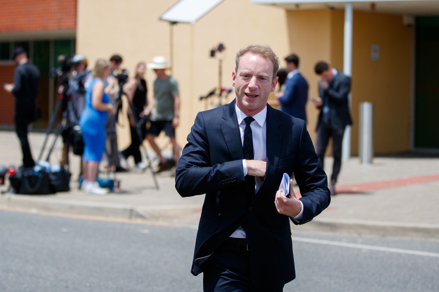 Former Opposition leader David Speirs leaves Christies Beach Magistrates Court in Adelaide, Friday, November 15, 2024. Photo: Matt Turner/AAP