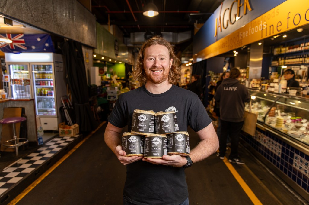 Craters Crumpets founder and owner Wes Weeks makes another delivery to the Adelaide Central Market. Photograph: Ben Kelly.