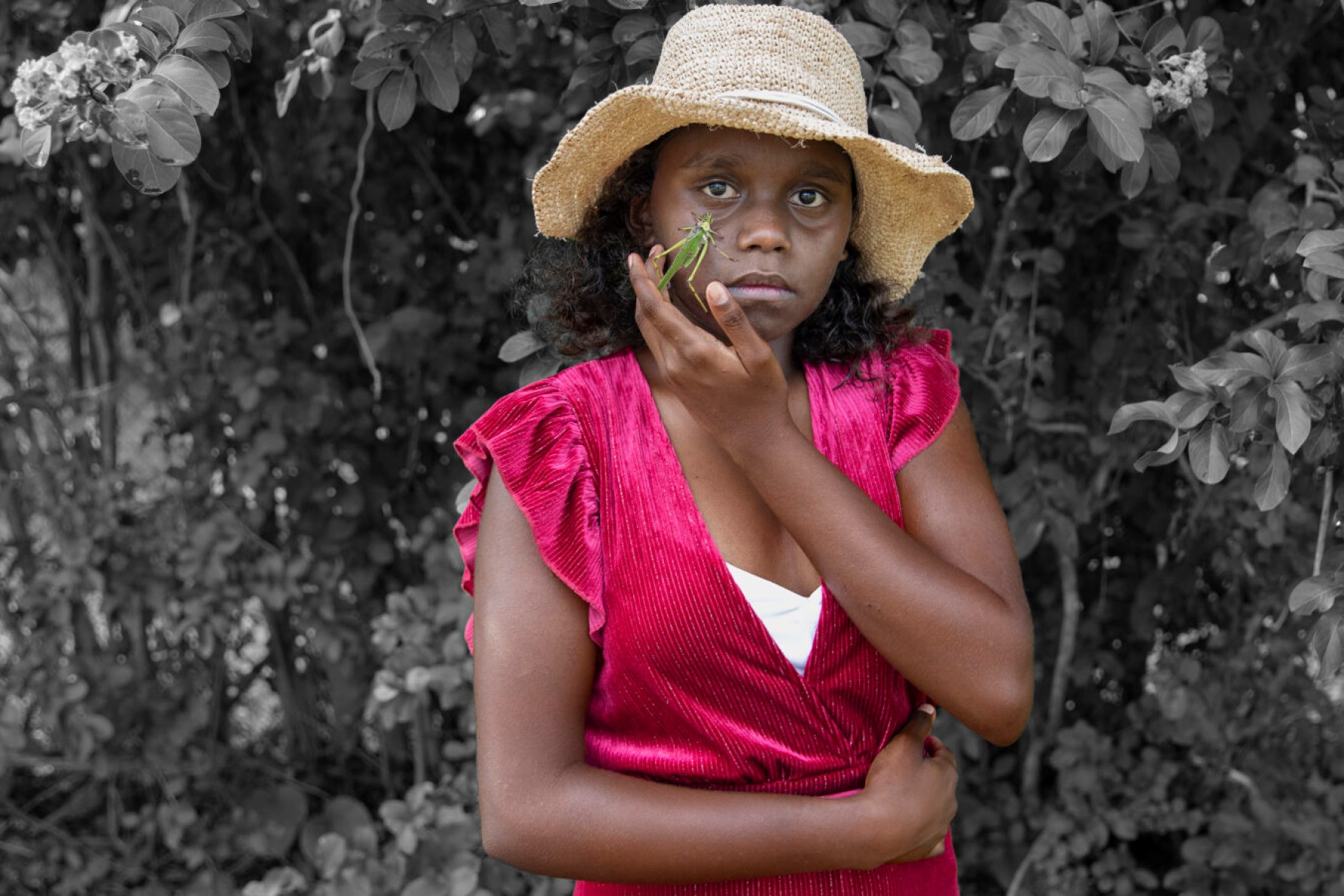 Grasshopper Girl, one of the photos by Queensland Indigenous artist Naomi Hobson featured in her Brisbane exhibition Adolescent Wonderland.