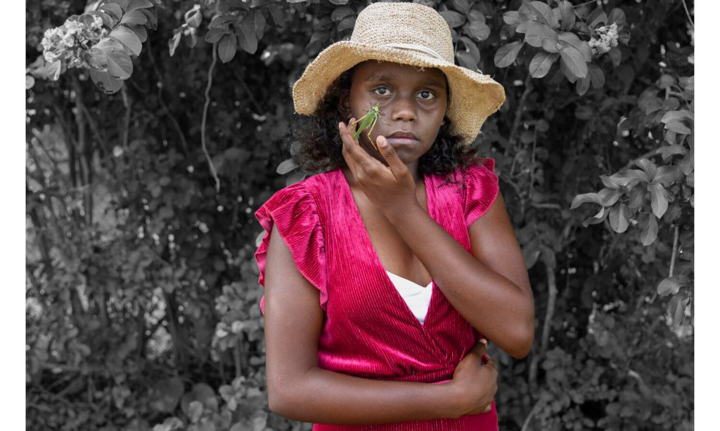 Grasshopper Girl, one of the photos by Queensland Indigenous artist Naomi Hobson featured in her Brisbane exhibition Adolescent Wonderland.