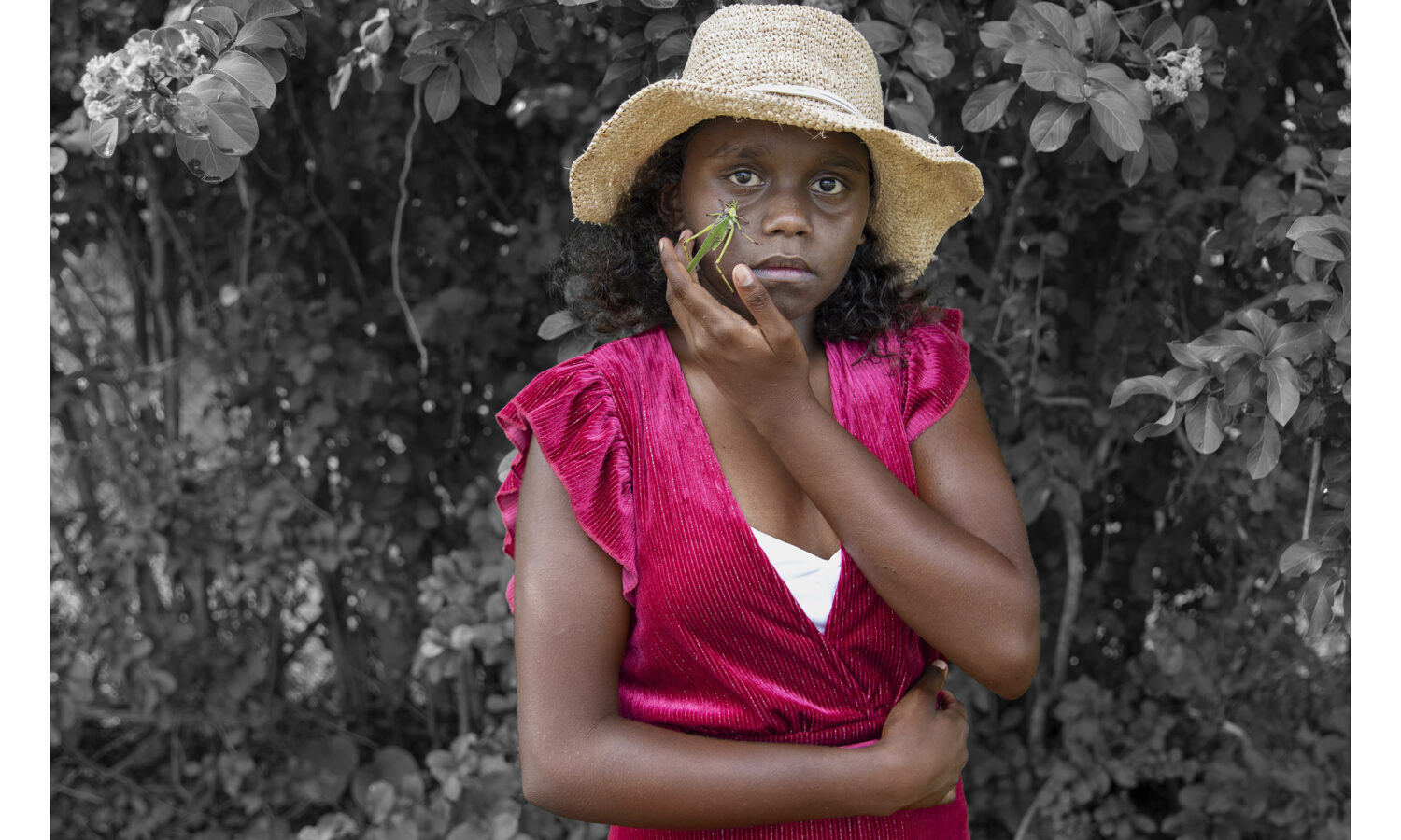Grasshopper Girl, one of the photos by Queensland Indigenous artist Naomi Hobson featured in her Brisbane exhibition Adolescent Wonderland.