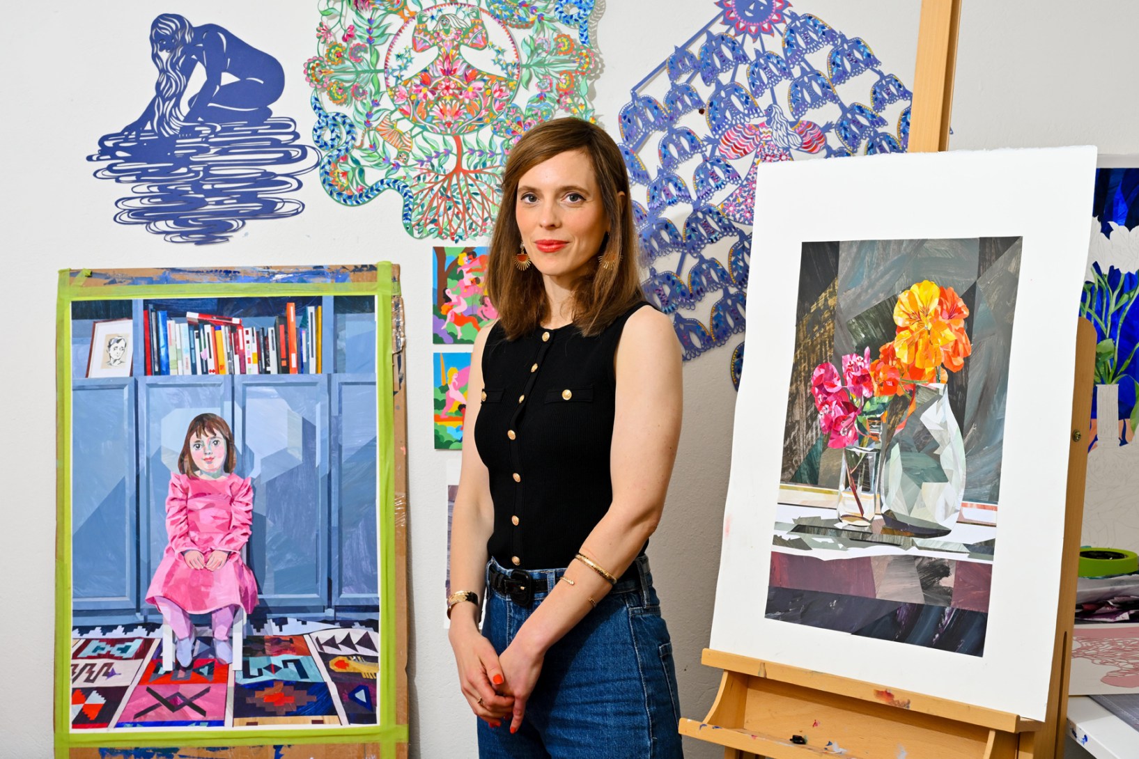 A room of her own: Alice Lindstrom has carved out a creative workspace in a room in her family home. Photo: Jack Fenby / InReview