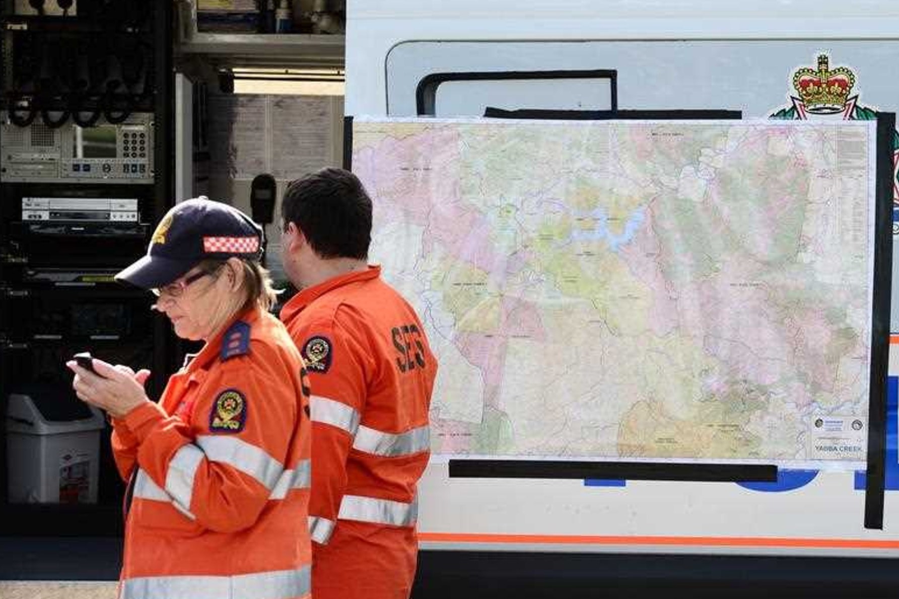 SES volunteers, mustering choppers and police on motorbikes and horses took part in the search. Photo: Dave Hunt/AAP