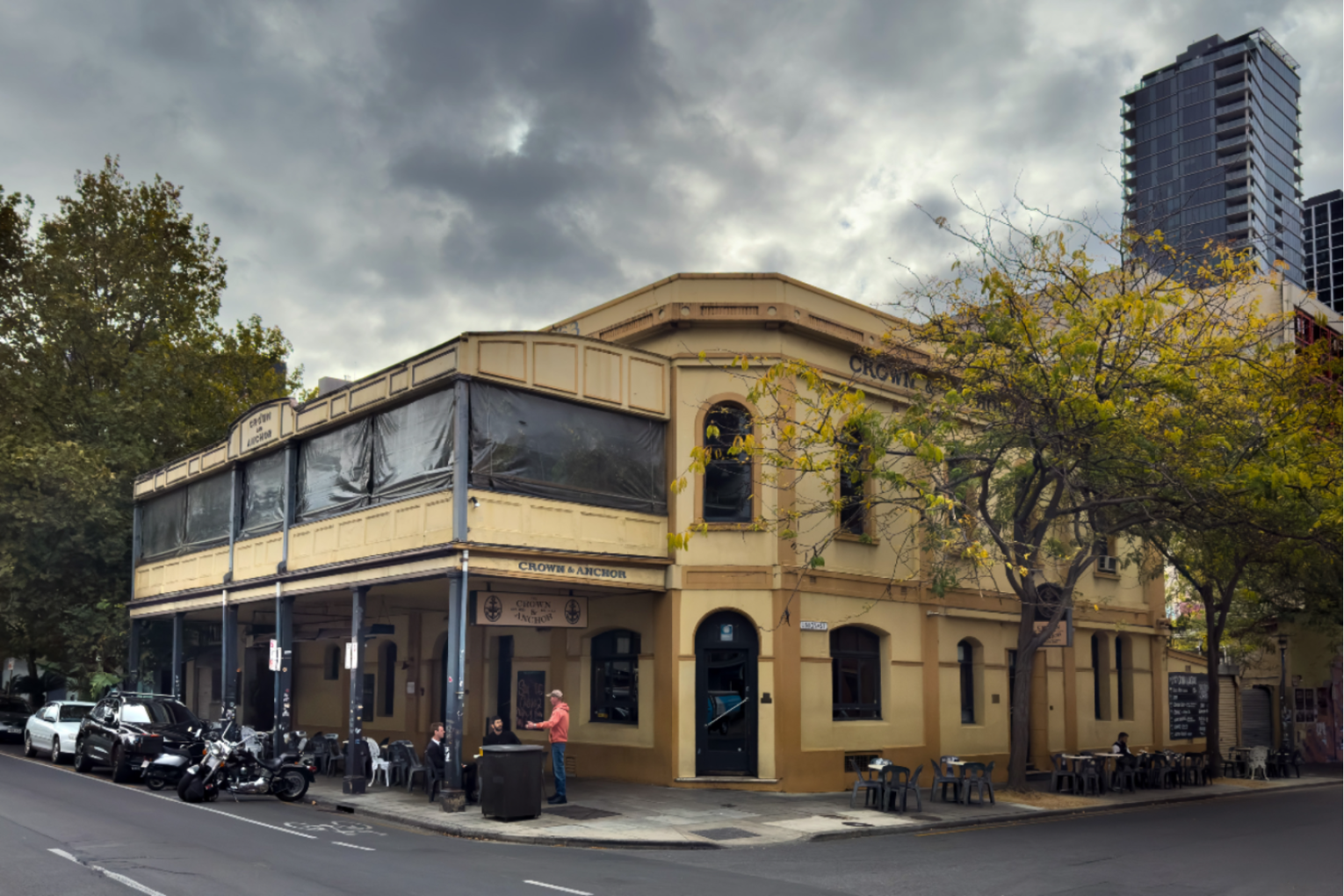 A developer wants to gut the Crown & Anchor pub and live music venue for a 19-storey student housing block and leave just the front and side walls as a "heritage" facade. Photo: Tony Lewis/InDaily