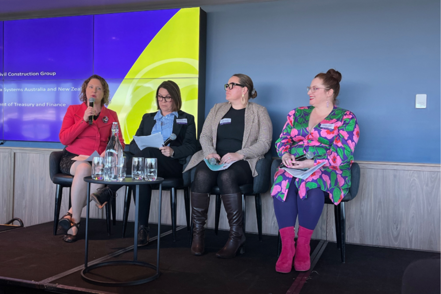 The Office for Women hosted a forum assessing how to drive women's participation in South Australian industries. (L-R): Eva Balan-Vnuk, Michelle Lyon-Green, Kiara Johnson, Ariella Helfgott. Photo: Isabella Kelly / InDaily