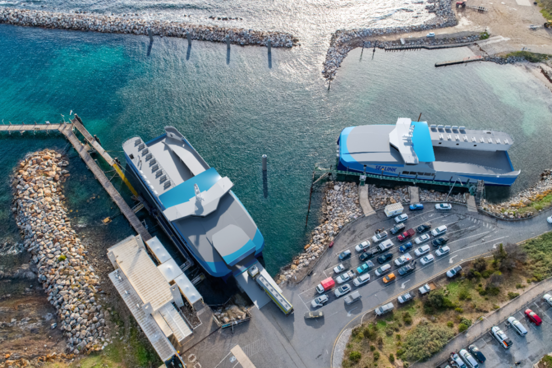 The two new KI ferries. Image: SeaLink