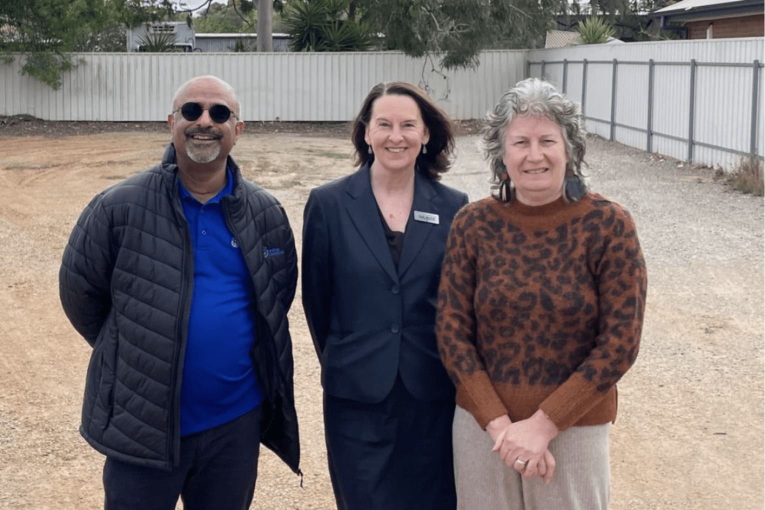 Uniting Country SA CEO and executive director Harry Randhawa with Northern Areas Council CEO Kelly Westell and mayor Sue Scarman. Photo: Facebook