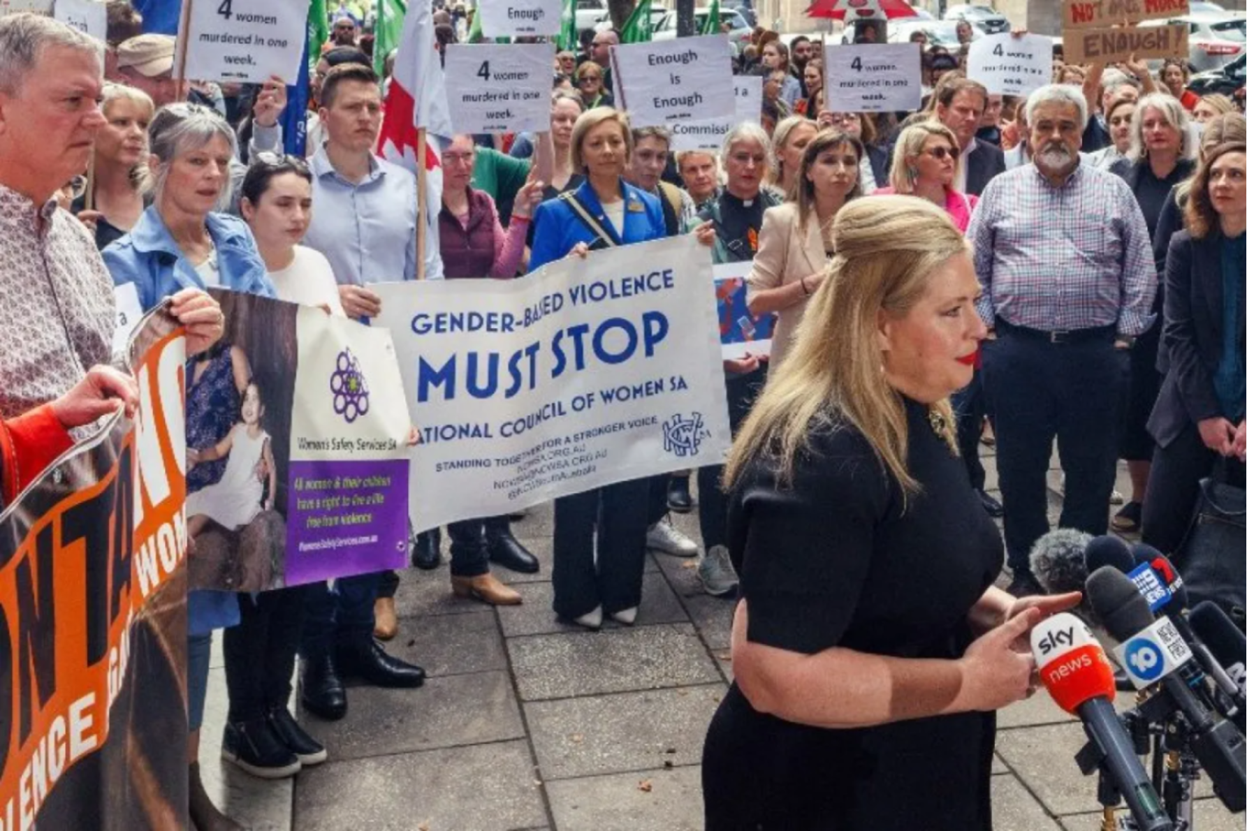 Minister Katrine Hildyard at a rally in December calling for a Royal Commission into violence against women. Photo: Tony Lewis / InDaily