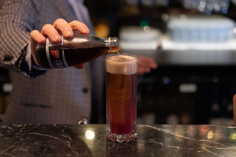 Thumbnail for Mixing cola and red wine at Fú Cocktail & Wine Bar