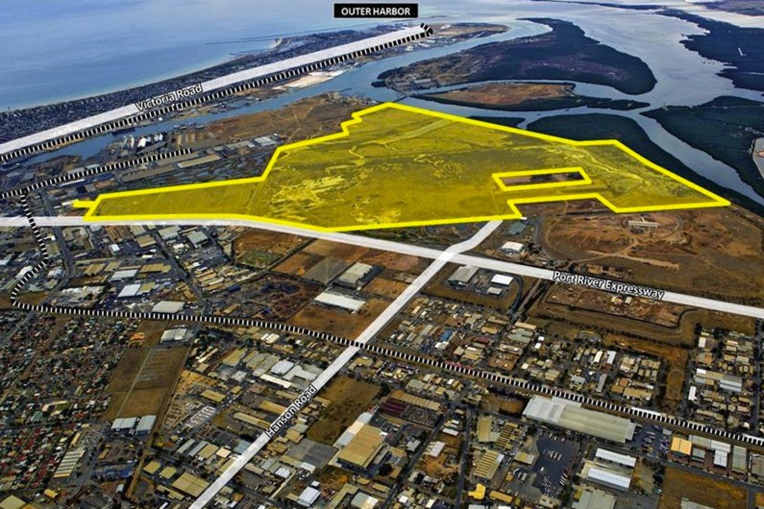 An aerial image of the Gillman land at the centre of the controversial deal.