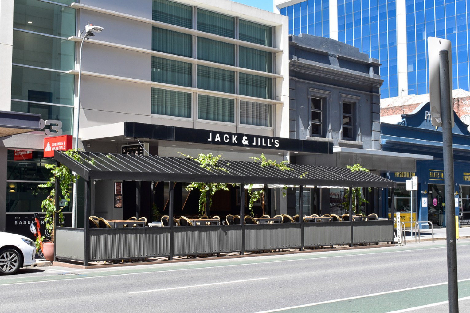 Pirie Street restaurant Jack & Jill's owe the council fees for their parklet, but say the fee system is inequitable. This picture: Helen Karakulak/InDaily