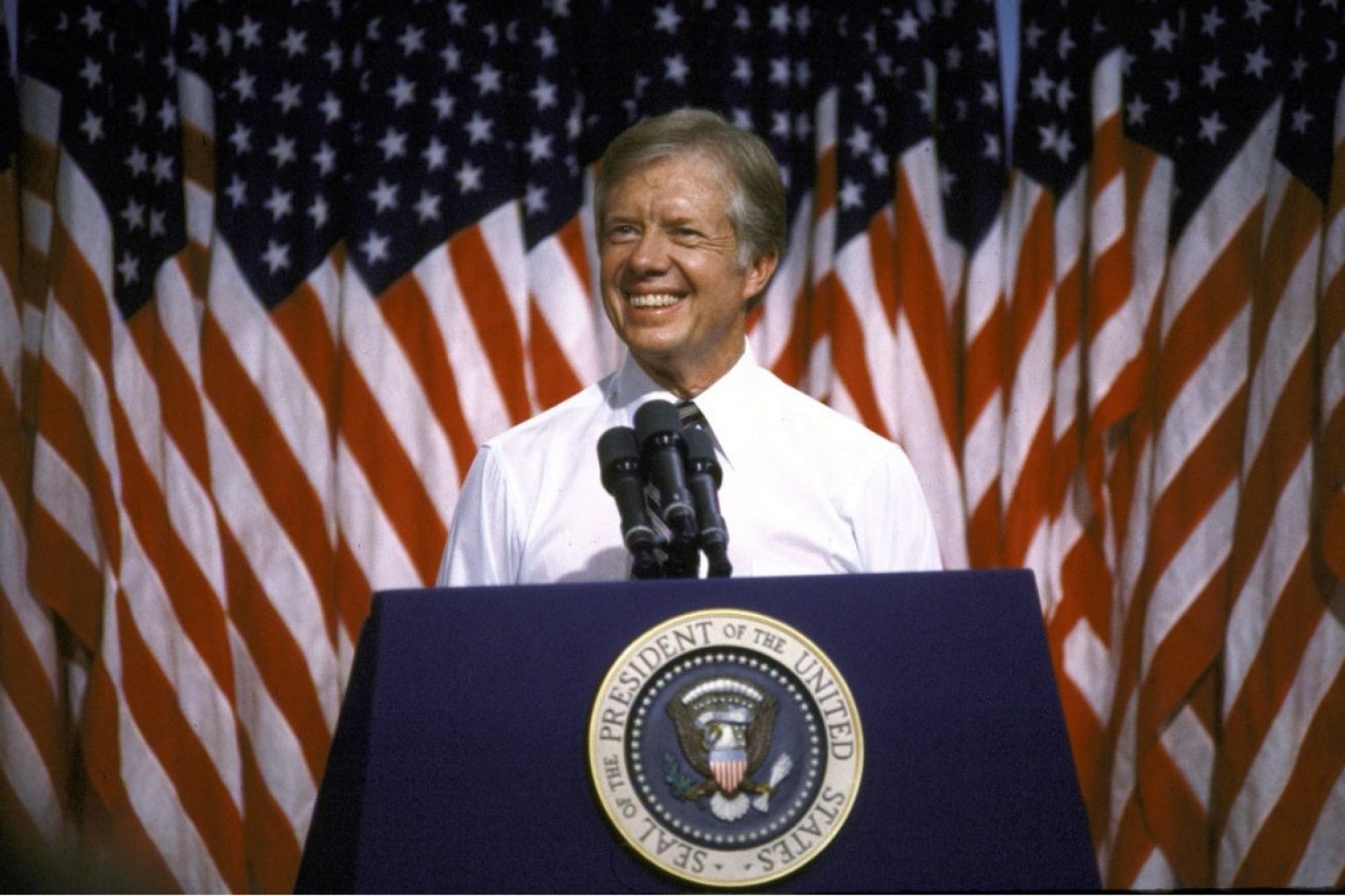 Jimmy Carter speaks when he was President of the United States. Photo: Getty