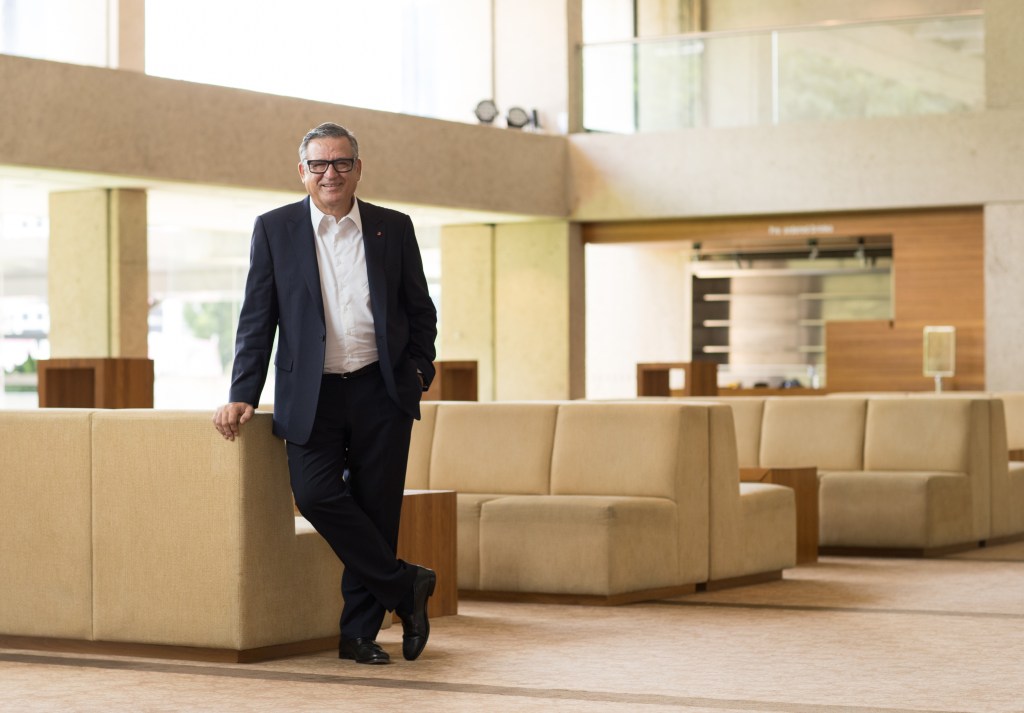 Chief executive John Kotzas in the foyer of the Concert Hall at QPAC, which he is leaving after three eventful decades. Photo: David Kelly