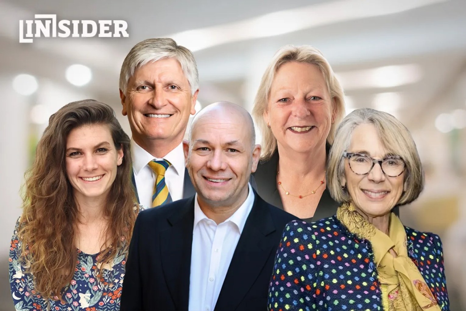 Metropolitan mayors (L-R) Claire Boan, Michael Coxon, Kris Hanna, Heather Holmes-Ross and Jane Lomax-Smith are all competing for one position.