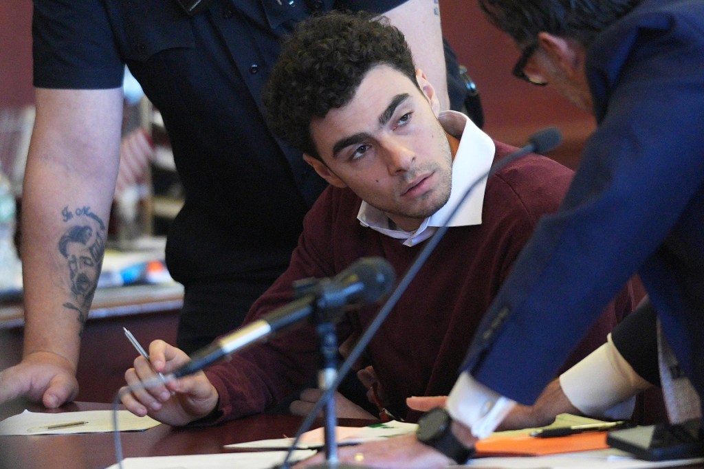 Luigi Mangione, 26, was shackled in a Manhattan court when he entered his not guilty plea. Photo: AP.