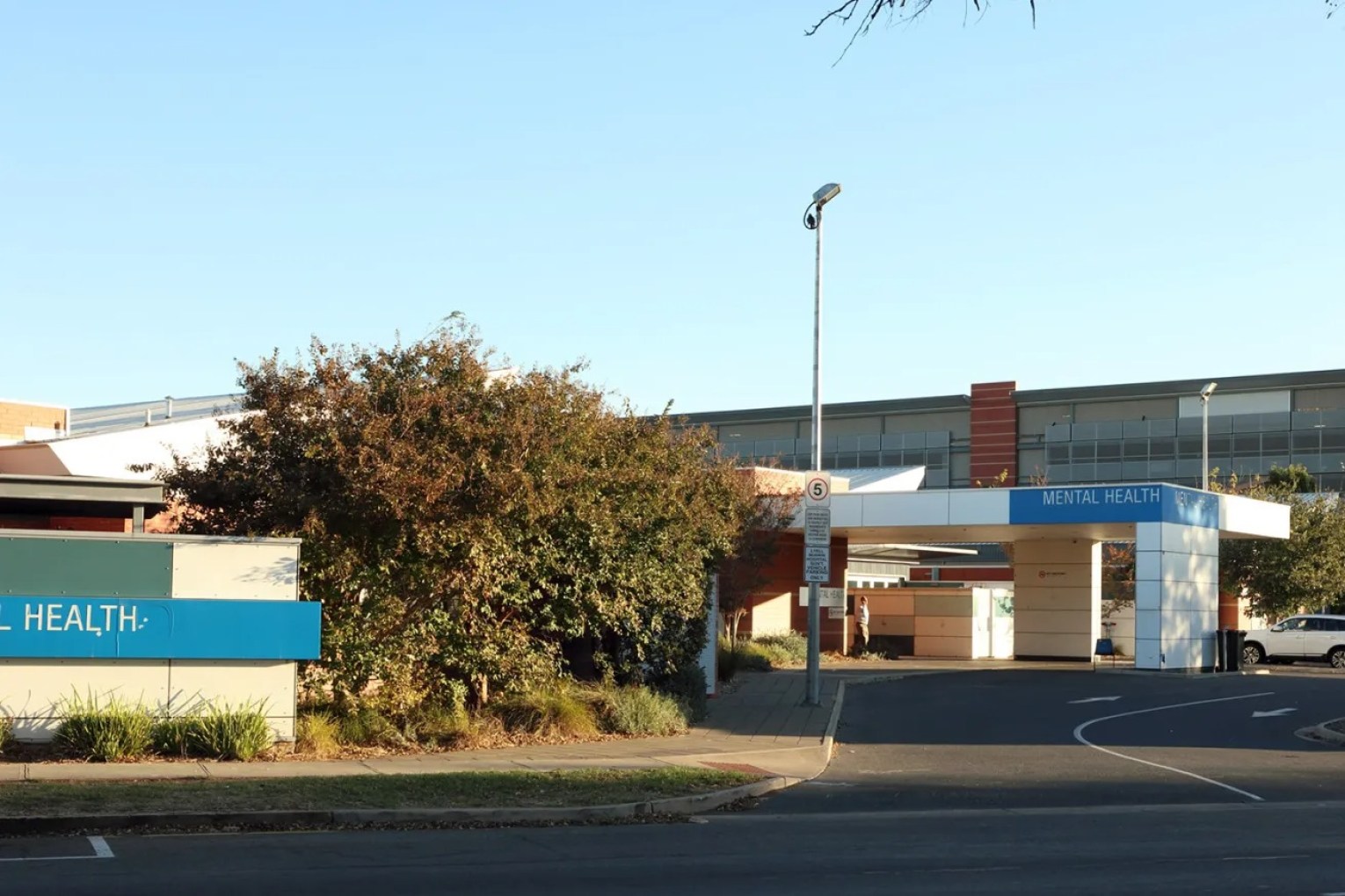 Mental health signage at the Lyell McEwin Hospital. The site's short stay unit was closed to mental health patients in 2017. Photo: Tony Lewis / InDaily