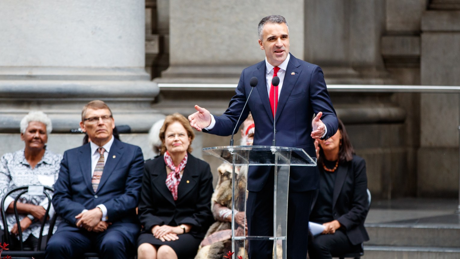 Premier Peter Malinauskas welcoming the passing of the First Nations Voice Act. Photo: Matt Turner/AAP