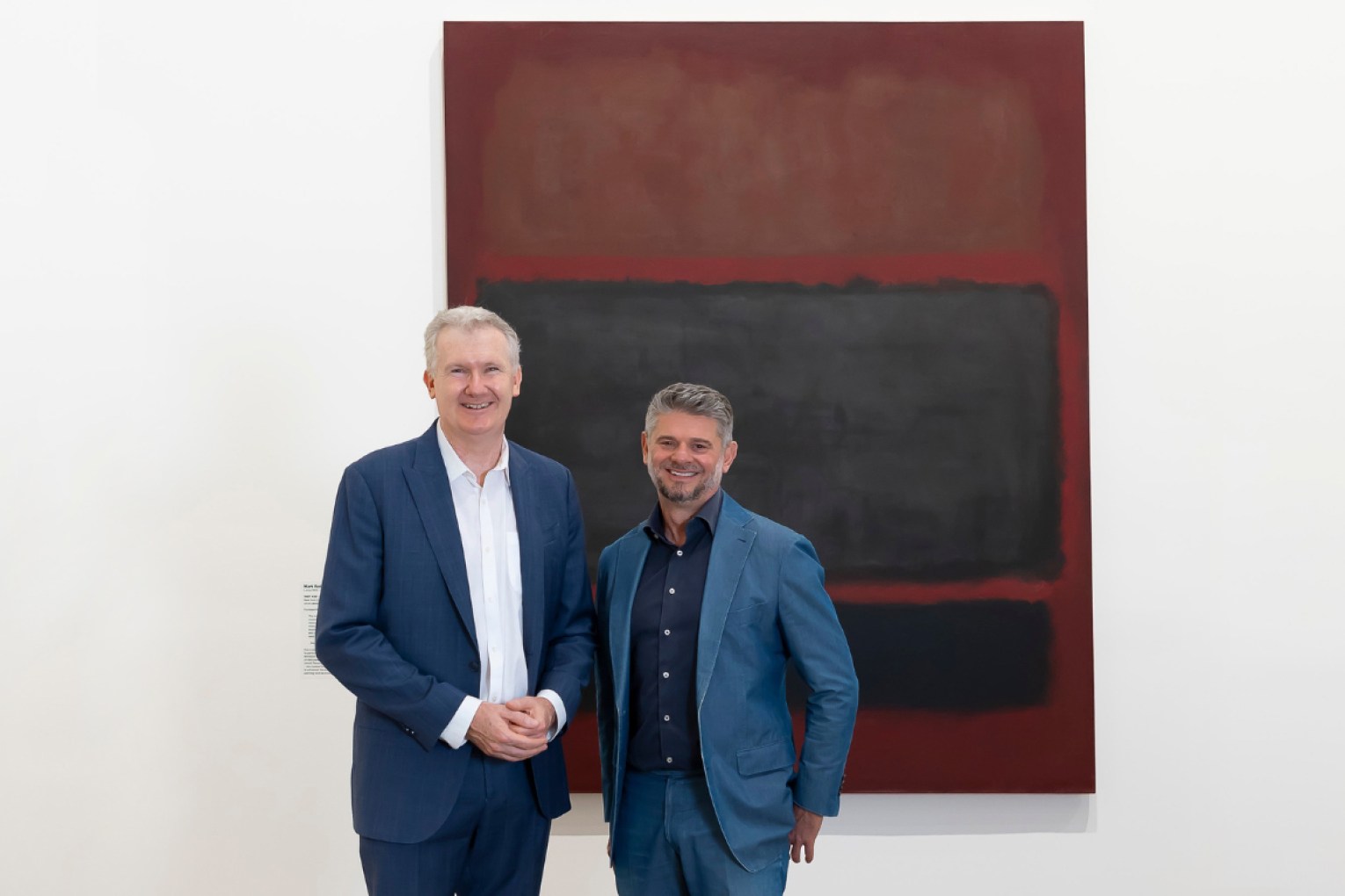 Federal arts minister Tony Burke and National Gallery of Australia director Nick Mitzevich with the Mark Rothko painting that's on loan to Ipswich Art Gallery.