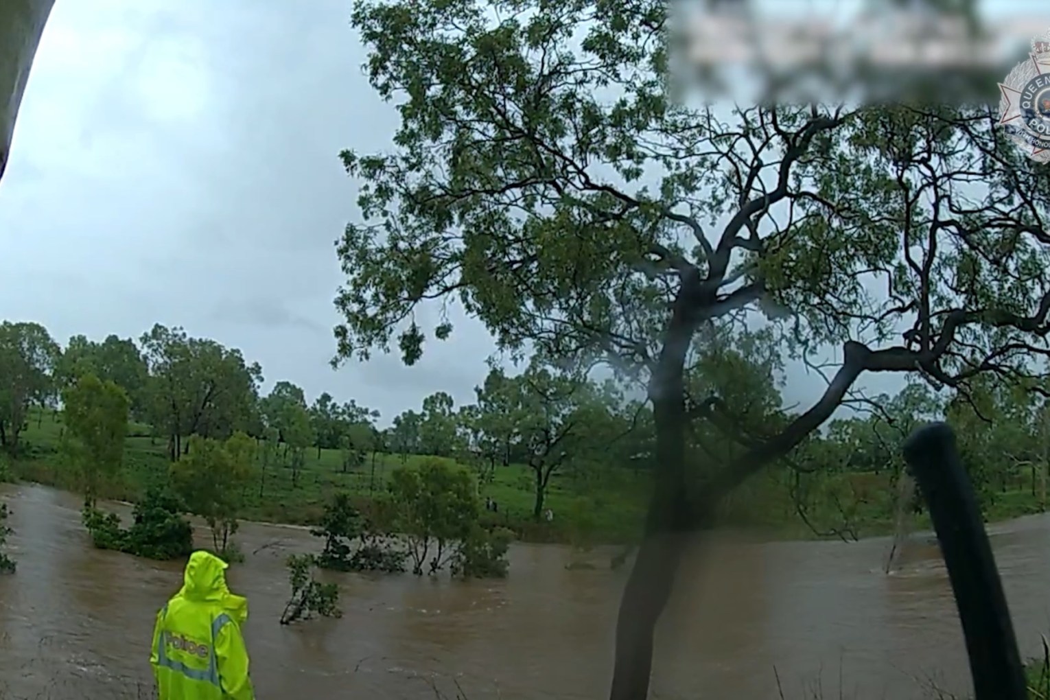 Three girls swimming in floodwaters were rescued after clinging to a tree for almost two hours. Photo: Queensland Police.