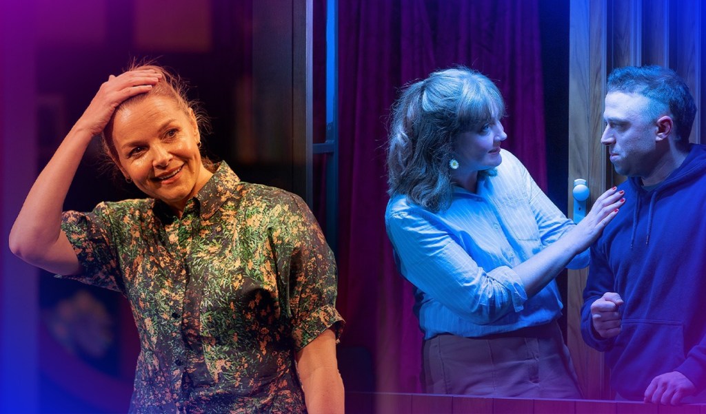 Justine Clarke in 'Girls & Boys' and Ashton Malcolm and James Smith in 'Euphoria'. Photos: Sam Roberts and Chris Herzfeld