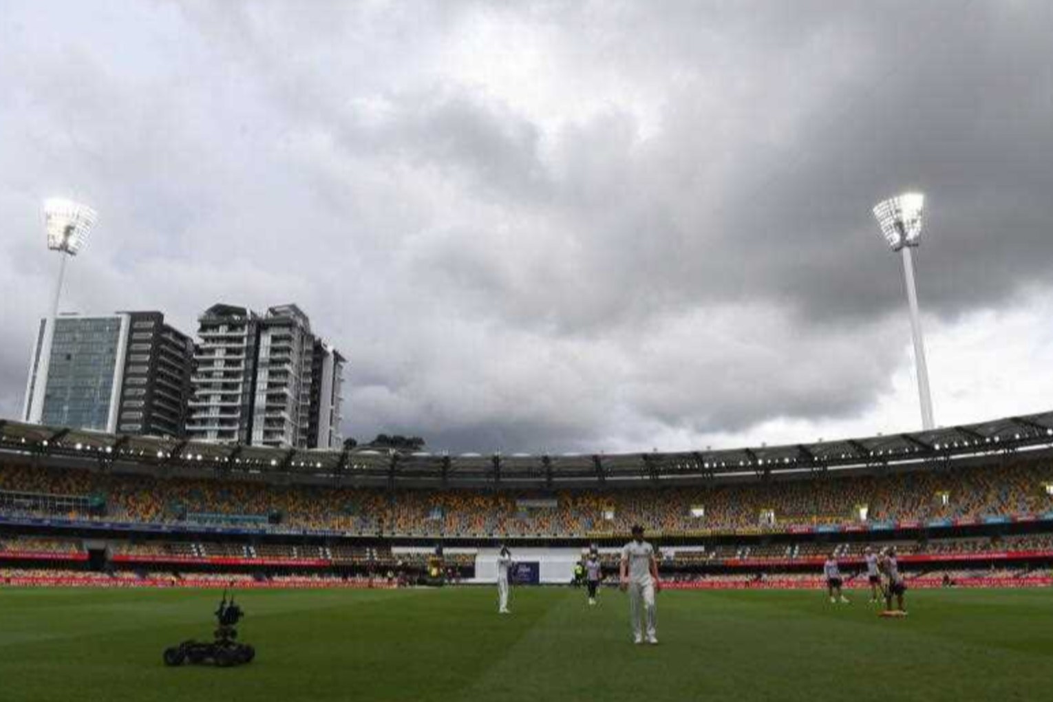 Australia have dismissed India under grey skies on the final morning of the third Test. Photo: Jono Searle/AAP