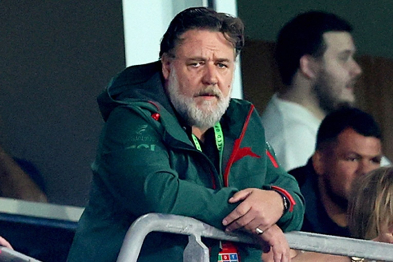 Crowe in the stands to support his beloved Rabbitohs in 2024. Photo: AAP