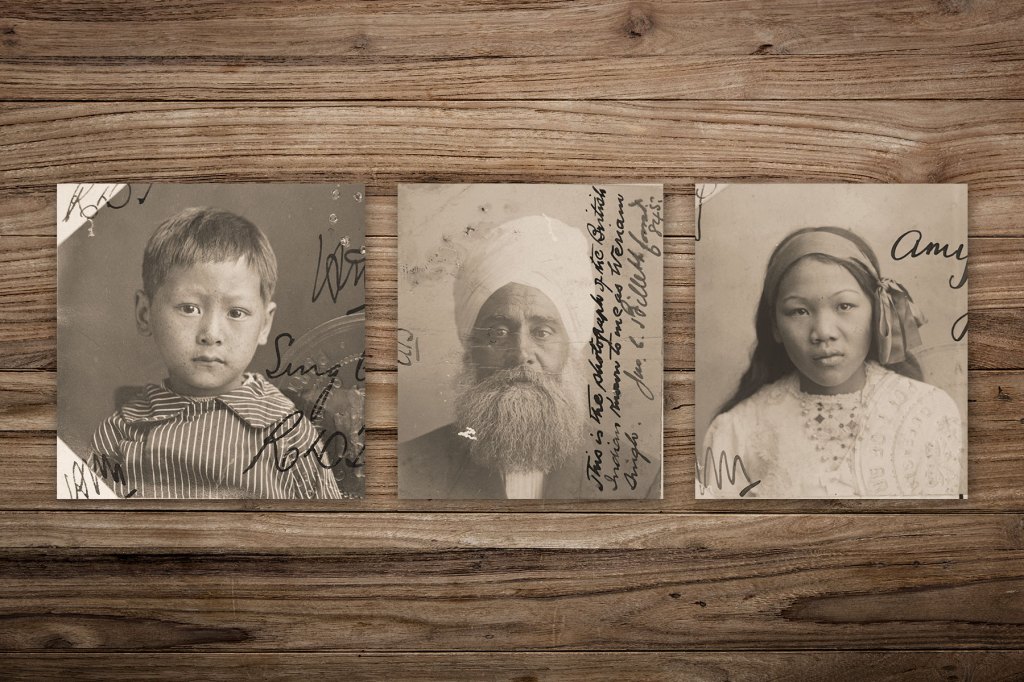 L-R: Sing Quay, 1920, age 5, born Kairi, Queensland; Weriam Singh, age 43, born India; Amy Lee Gow, age 13, born Ravenswood, Queensland.