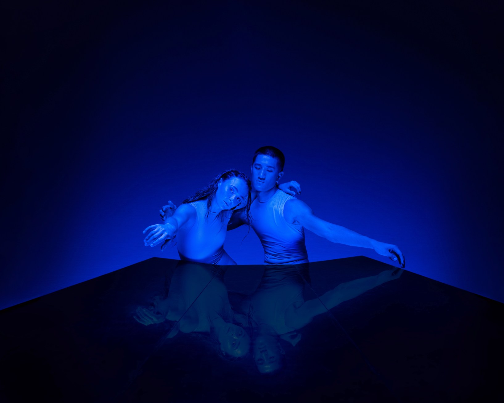 Lily Potger and Taiga Kita-Leong in triple-bill Blue, which celebrates Australasian Dance Collective's 40th year  with performances at QPAC. Photo: David Kelly 