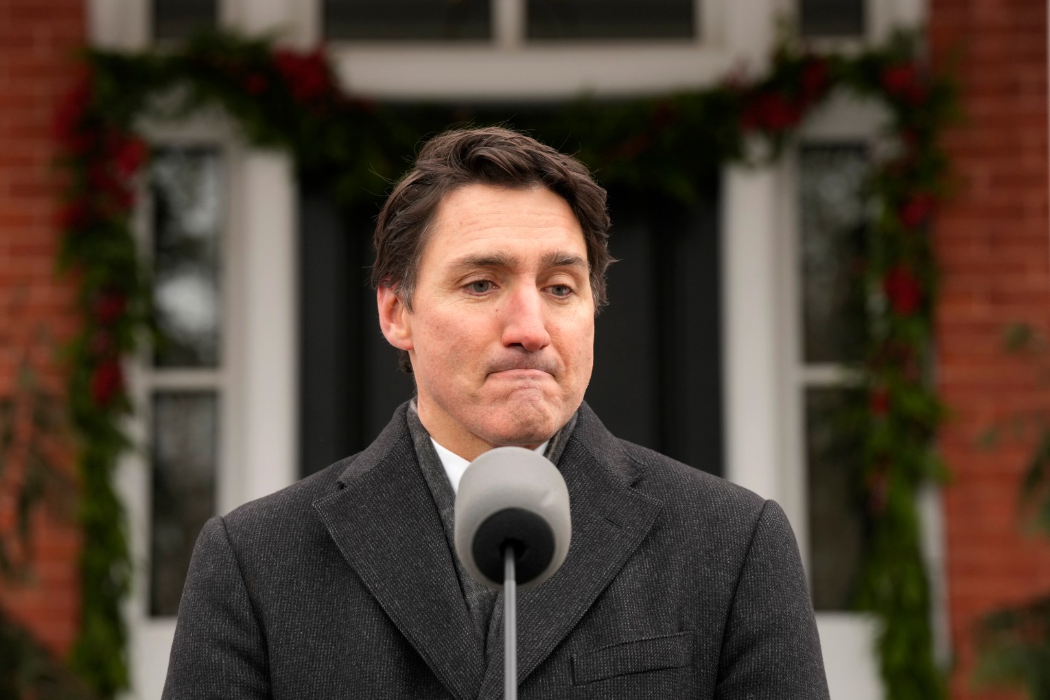 Canada Prime Minister Justin Trudeau announces his resignation outside Rideau Cottage in Ottawa on Monday, Jan. 6, 2025. Photo: Adrian Wyld/The Canadian Press via AP