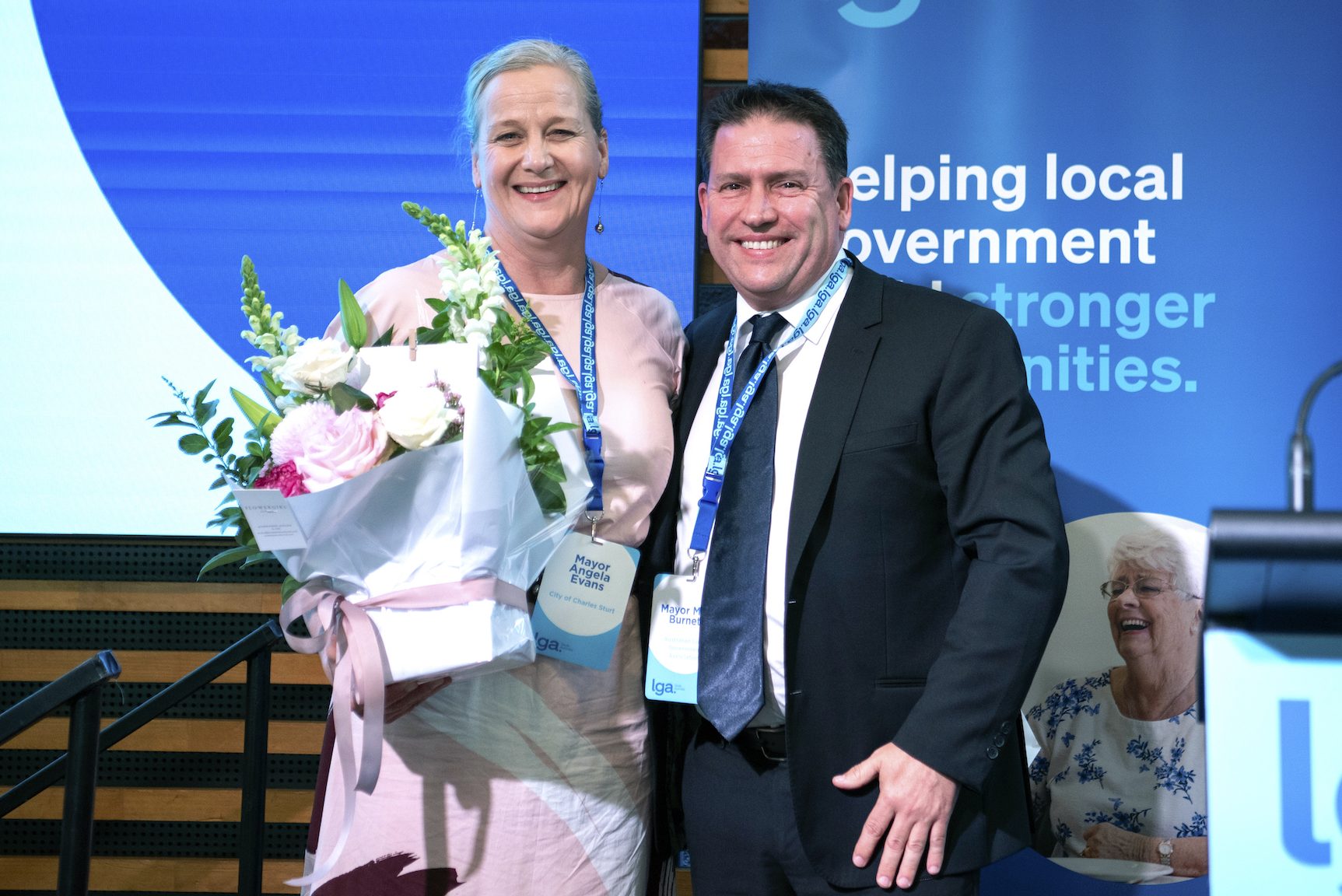 Charles Sturt Mayor Angela Evans and Gladstone Mayor Matt Burnett