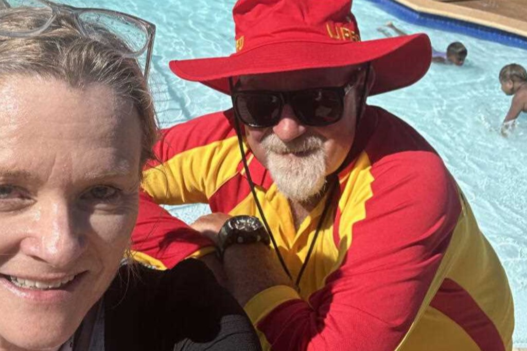 Yalata Anangu School principal Fiona Feethamin and manager Conrad Hornhardt at the Yalata pool. Photo: SA Education Department