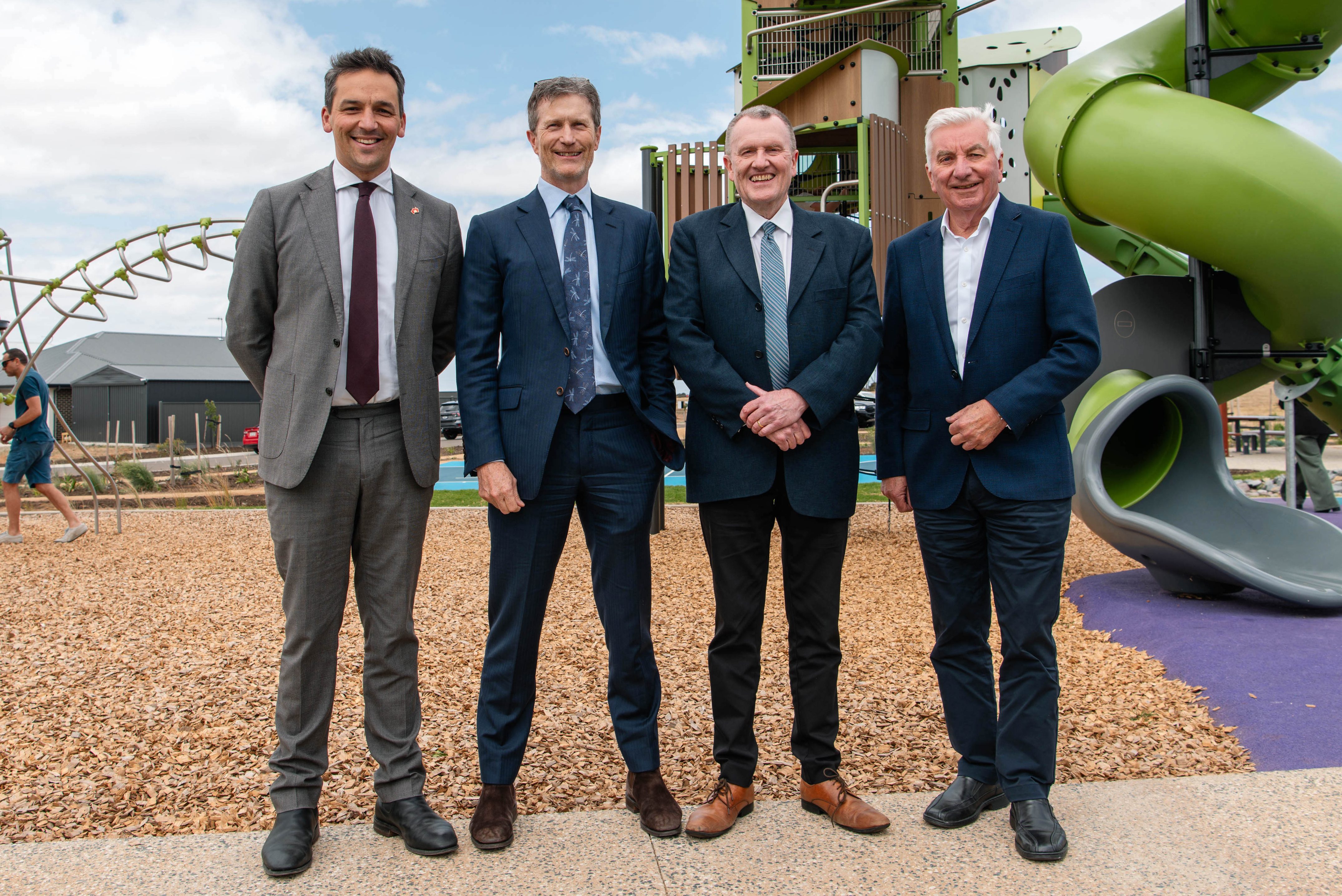 Education Minister Blair Boyer, Michael Hickinbotham, John Neate and Alexandrina Mayor Keith Parkes