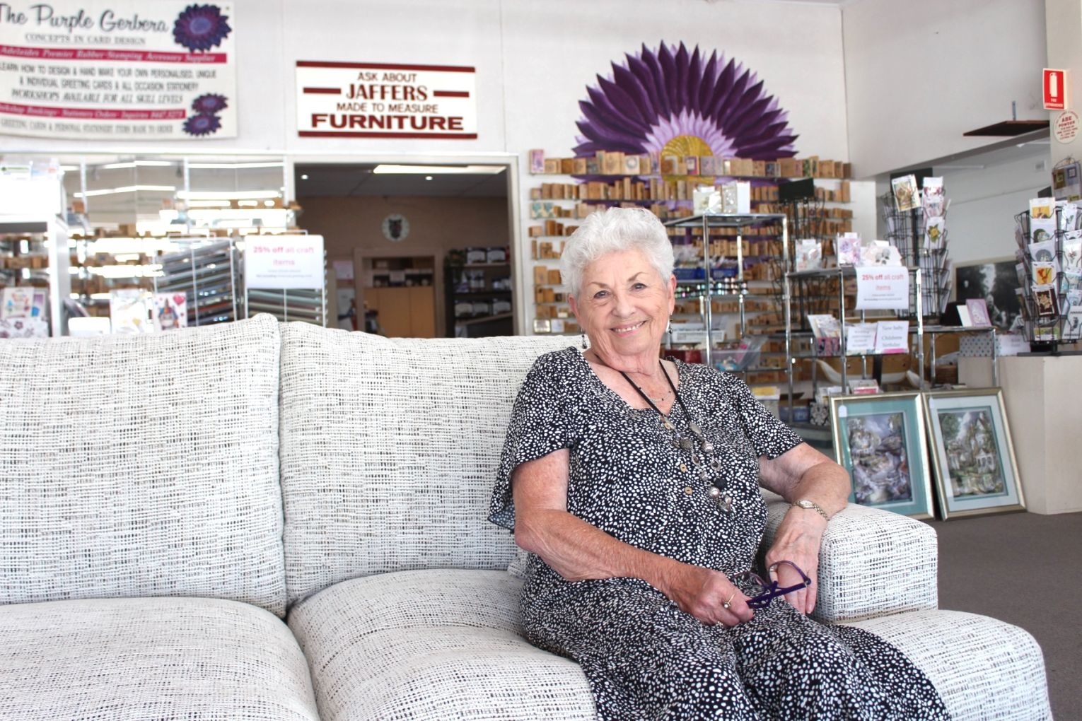 Heather Jaffer is retiring after 45 years at the Port Adelaide family-owned furniture store. Photo: David Simmons/InDaily.