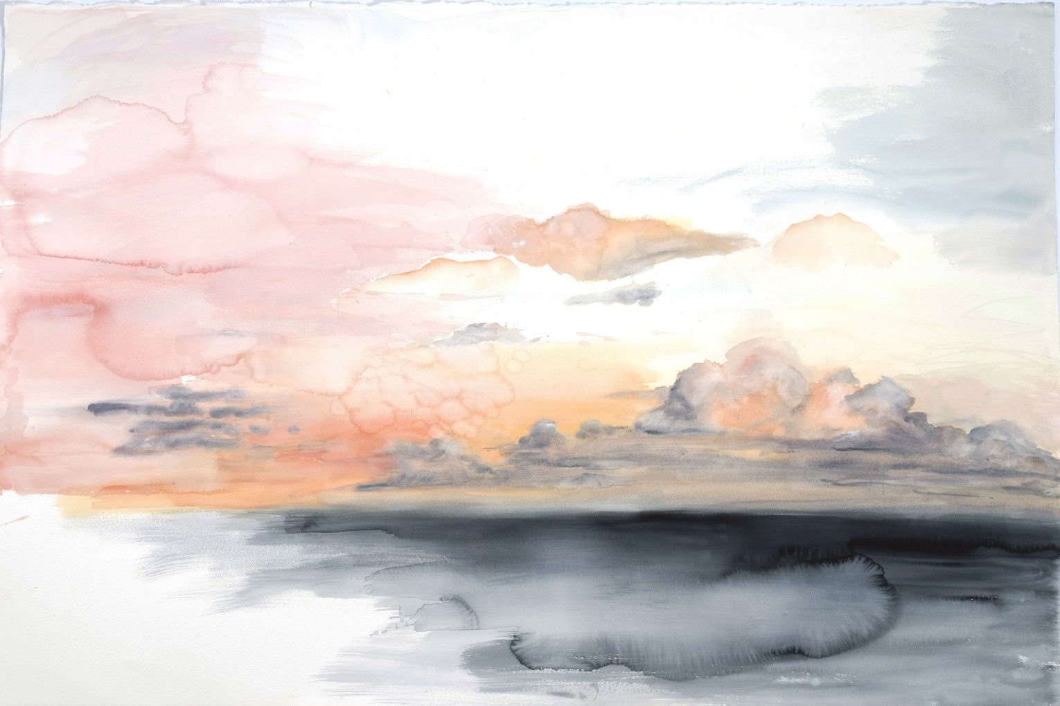 January January, 2025, watercolour on paper, by Kellie O'Dempsey, from her exhibition A Cloud Never Dies, now showing at Jan Manton Gallery in Brisbane.